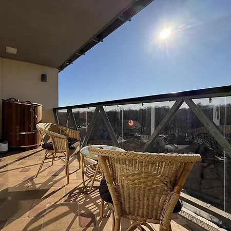 Sky-High Sauna Retreat Penthouse With City Views Riga Exterior photo